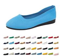 Women's Ballet Flats Slip On Shoes Barefoot Non-Slip Flat Knit Trainers Comfortable Lightweight Summer Elegant Round Toe Sporty Flat Loafer Dance Shoes Women, 22-Light Blue, 43