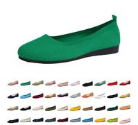 Women's Ballet Flats Slip On Shoes Barefoot Non-Slip Flat Knit Trainers Comfortable Lightweight Summer Elegant Round Toe Sporty Flat Loafer Dance Shoes Women, 39-Green, 37