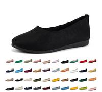 Women's Ballet Flats Slip On Shoes Barefoot Non-Slip Flat Knit Trainers Comfortable Lightweight Summer Elegant Round Toe Sporty Flat Loafer Dance Shoes Women, 34-Black, 38