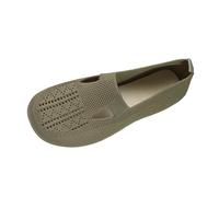 Women's Ballet Flats Slip-On Shoes Non-Slip Knitted Trainers Comfortable Breathable Summer Sporty Women Flat Shoes Comfort Shoes, Army Green, 8.5 UK