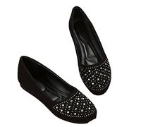 Womens Ballet Flats UK Sale Clearance, Rhinestones Work Flats Round Toe Slip on Office Shoes Ladies Comfortable Loafers Casual Wear with Arch Support Closed Toe Ballerina Pumps Driving Shoes