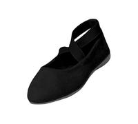 Womens Ballet Flats with Ankle Elastic Crossing Strap Casual Solid Color Stylish Lightweight Breathable Comfortable Pump Shoes Black