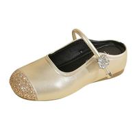 Women's Ballet Flats with Ankle Strap Slip On Comfortable Round Toe Shoes Low Heel Ballerina Pumps for Women Easy Buckle Low Wedge Casual Work Travel Shoes Gold