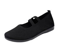 Women's Ballet Flats Women's Breathable Knit Sneakers Casual Ballet Flats Mary Janes Lightweight MeshFemale Dress Shoes Footwear Summer(Black,40)