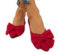 Womens Ballet Shoes, Bow Details Slip-On Flats, Comfy Ladies Casual Wear Every-Day Closed Toe Ballerina Pumps, Flats for Women Flat Shoes Red 40