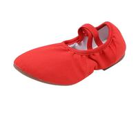 Women's Ballet Shoes Foldable Canvas Dance Ballerina Flats Lightweight Comfy Portable Roll Up Pumps with Crossing Elastic Straps Non-Slip Soft Sole Flat Shoes for Gymnastic Yoga Dancing Red