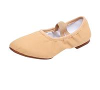 Women's Ballet Shoes Foldable Canvas Dance Ballerina Flats Lightweight Comfy Portable Roll Up Pumps with Crossing Elastic Straps Non-Slip Soft Sole Flat Shoes for Gymnastic Yoga Dancing Khaki