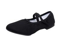 Women's Ballet Shoes Foldable Canvas Dance Ballerina Flats Lightweight Comfy Portable Roll Up Pumps with Crossing Elastic Straps Non-Slip Soft Sole Flat Shoes for Gymnastic Yoga Dancing Black