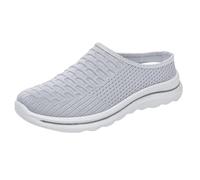Womens Ballet Slippers for Dance Summer New Thick Mesh Shoes Female External Wear Comfortable Versatile Lightweight Breathable A Footstool Mesh Half Slippers Female Womens Cowboys Slippers (Grey, 5.5)