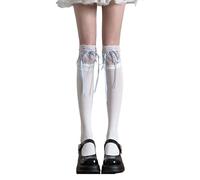 Women's Ballet Styles Bow Over Knee Socks Stockings Lace Ruffle Thigh Highs Student Girls Top Stockings Ruffle Over Knee