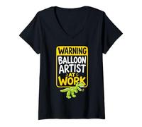 Women's Balloon Artist At Work Balloon Twisting V-Neck T-Shirt