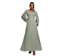 Women's Balloon Sleeve Chiffon Dress Goddiva Vert 36
