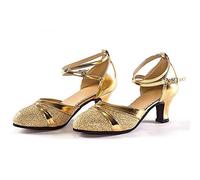 Women's Ballroom Dance Shoes Heels Lace-Up High Heel Salsa Tango Tap Dance Shoes Ballroom Salsa Dancing Practice Shoe Wedding Party Sandals Gold