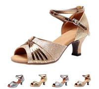 Women's Ballroom Dance Shoes Latin Dance Satin Samba Tango Salsa Bachata Open Toe High Heel Shoes Ballroom Practice Performance Dancing Cha-Cha Party Evening Wedding Rose Gold