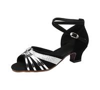 Women's Ballroom Dance Shoes Satin Latin Dance Salsa Bachata Practice Performance Dancing Samba Open Toe High Heel Shoes Tango Cha-Cha Ballroom Wedding Party Evening