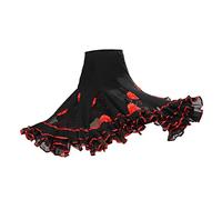 Women's Ballroom Dancing Dress - Glitter Sequins Dance Party Long Swing Race Skirt, Red, as described