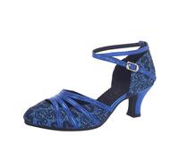 Women's Ballroom Latin Dance Shoes Ballroom lsa Dance ractice Performance Lightweight Breathable Mesh Boot Retro Solid Color Black Latin Sandal Temperament Comfortable Fish Mouth Pumps (Blue, 6)