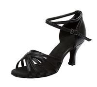 Women's Ballroom Latin Dance Shoes Open-toe Sandals Mid Block Heels Ankle Strap Sandals Indoor Dancing Shoes for Wedding Party Prom Modern Tango Dance Sandals Practice Performance Model Shoes