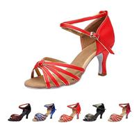 Women's Ballroom Latin Dance Shoes Pointed Toe Low Kitten Heel Tango Ballroom Tap Dance Shoes Heel Latin Dance Shoe Wedding Party Sandals Hot Pink