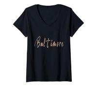 Womens Baltimore Maryland Vintage Elegant Design V-Neck T-Shirt