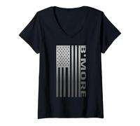 Women's Baltimore Patriotic Flag Proud American City V-Neck T-Shirt