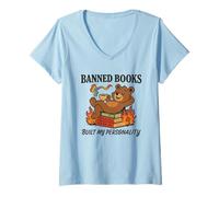 Womens Ban Books Queer Joy Critical Thinking Satire Design V-Neck T-Shirt
