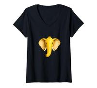 Women's Banana Elephant - Creative Tropical Fruit Animal Motif V-Neck T-Shirt