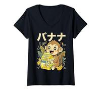 Women's Banana Milk Monkey Japanese Kawaii V-Neck T-Shirt