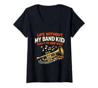 Women's Band Mom Life Without My Band Kid Would Be Off-Key Funny V-Neck T-Shirt