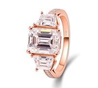 Women's Band Rings, Pretty Rings for Women 3ct White Rectangle Moissanite 14K Rose Gold Size V 1/2