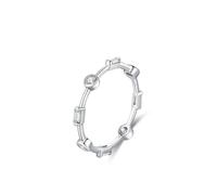 Women's Band Rings, Promise Ring with Created Diamond Silver Pt950 Size O 1/2 Cute Gifts for Women