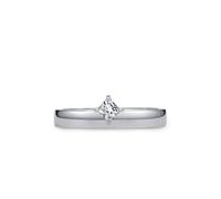 Women's Band Rings, The Wedding Band Simple Polished with Solitaire Square Lab Diamond 0.25ct 18K White Gold Size U 1/2