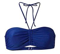 Women's Bandeau Bikini Tops Ruched Straps Bikini Bra Top Plain Bathing Suit Swimsuit Top Push Up Padded Swimwear Tops Swim Top Summer Beach Bandeau Top Beachwear Ladies Swimming Costumes Blue