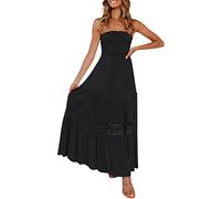 Women's Bandeau Bustier Dresses - Women's Summer Dress Long Boho Sleeveless Evening Dress with Print Resort Dress Plain High Waist with Mesh Retro Ball Dress Casual Tunic Dress Flowing Casual Dresses
