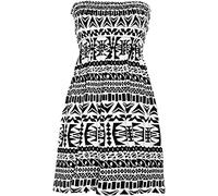 Womens Bandeau Neck Sheering Boobtube Top Printed Plain Shirt Ladies Summer Wear Sleeveless Strapless Tee Top Big Aztec UK 16-18