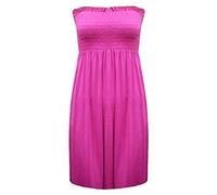 Womens Bandeau Sheering Boob Tube Top Strapless Sleeveless Plain Printed Shirt Ladies Summer Casual Streetwear Tee Top Holiday Beachwear Plus Size UK 8-22 Cerise
