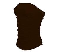 Women’s Bandeau Neck Sheering Boob Tube Top Printed Plain Shirt Ladies Summer Wear Sleeveless Strapless Tee Top Street Wear Casual Tops Plus Size UK 8-26 Brown