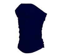 Women’s Bandeau Neck Sheering Boob Tube Top Printed Plain Shirt Ladies Summer Wear Sleeveless Strapless Tee Top Street Wear Casual Tops Plus Size UK 8-26 Navy