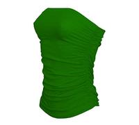 Women’s Bandeau Neck Sheering Boob Tube Top Printed Plain Shirt Ladies Summer Wear Sleeveless Strapless Tee Top Street Wear Casual Tops Plus Size UK 8-26 Jade Green