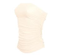 RIDDLED WITH STYLE Women Bandeau Strapless Boob Tube Top Ladies Side Ruched Crop Everyday Wear Plain Bra Cream