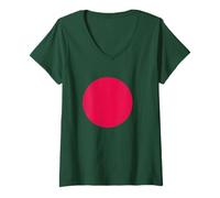 Womens Bangladesh - World Country Flags, Red Circle Geography Lover V-Neck T-Shirt