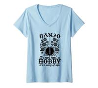 Womens Banjo Folk Country Music - Fingerpicking Bluegrass Banjo V-Neck T-Shirt