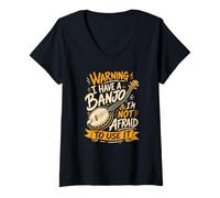 Women's Banjo Guitar Bluegrass Banjolele V-Neck T-Shirt