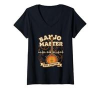 Women's Banjo Master Est Forever Music Country Bluegrass V-Neck T-Shirt