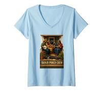 Women's Banjo Porch Crew Bluegrass Folk String Session V-Neck T-Shirt