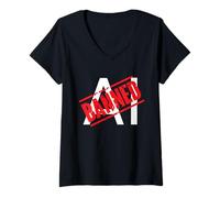 Womens Banned AI Anti Machine Learning Say No to AI Stop AI Artwork V-Neck T-Shirt