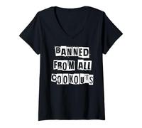 Women's Banned from All Cookouts V-Neck T-Shirt