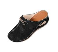 Women's Baotou Sandals & Slides Close Toe Thick Bottom Wedge Sliders Bohemian Roman Wedge Heel Sandals Summer Outdoor Beach Non Slip Shoes Plus Size Half Slippers Ladies Slip On Shoes 3.5-7.5