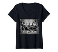 Womens Baphomet Satanic Rituals Lucifer Occult Pagan Black Magic V-Neck T-Shirt