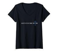 Women's Baptism Left It in The Water Christian Cross V-Neck T-Shirt